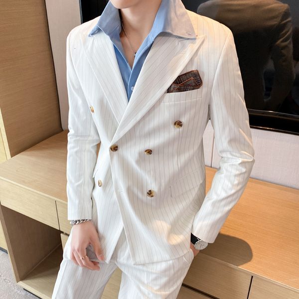 men's suits blazers blazerpants men 2 pieces stripe doublebreasted lapel flat slim fit casual tuxedos wedding for man jacket 3xl 230323, White;black
men's suits blazers blazerpants men 2 pieces stripe doublebreasted lapel flat slim fit casual tuxedos wedding for man jacket 3xl 230323, White;black