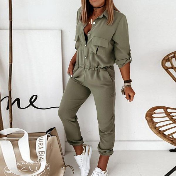 women's jumpsuits rompers spring solid elastic waist overalls playsuit summer slim fit cargo pants romper turn-down collar button jumps, Black;white
women's jumpsuits rompers spring solid elastic waist overalls playsuit summer slim fit cargo pants romper turn-down collar button jumps, Black;white
