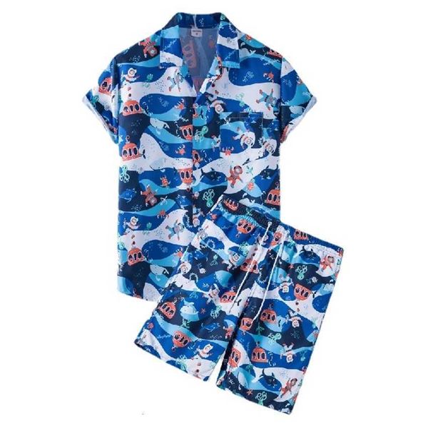 2023 summer new hawaii beach style set men's printed short sleeve shirt shorts, White;black
2023 summer new hawaii beach style set men's printed short sleeve shirt shorts, White;black
