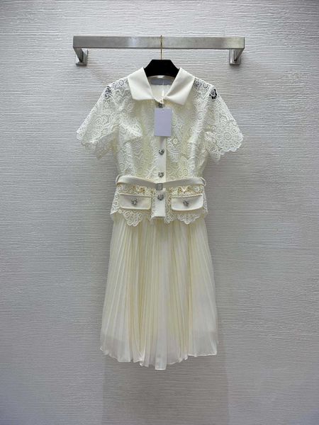 2023 fashion designer shirt dress long lace stitching fake two-piece design lapel short sleeve one piece dresses sweet pleated dress brand l, Black;gray
2023 fashion designer shirt dress long lace stitching fake two-piece design lapel short sleeve one piece dresses sweet pleated dress brand l, Black;gray