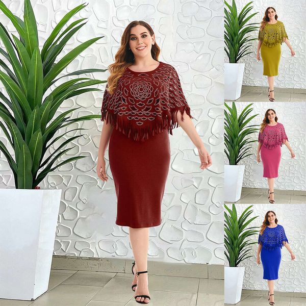 dresses work summer new intellectualized women's cloak cut-out wrap hip temperament slim fit iron diamond dress 72117, Black