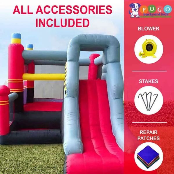backyard kids deluxe fire station inflatable bouncers bounce house with slide and fans
backyard kids deluxe fire station inflatable bouncers bounce house with slide and fans