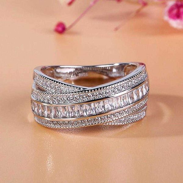 band rings huitan delicate cross women office ring noble micro paved cz simple and elegant style daily/party wearable new trendy jewelry aa2, Silver
band rings huitan delicate cross women office ring noble micro paved cz simple and elegant style daily/party wearable new trendy jewelry aa2, Silver