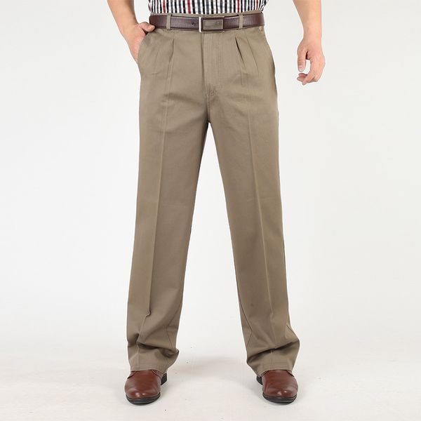 men's pants spring autumn high waist solid casual middleaged double pleated cotton men straight loose trousers plus size 44 230324, Black
men's pants spring autumn high waist solid casual middleaged double pleated cotton men straight loose trousers plus size 44 230324, Black