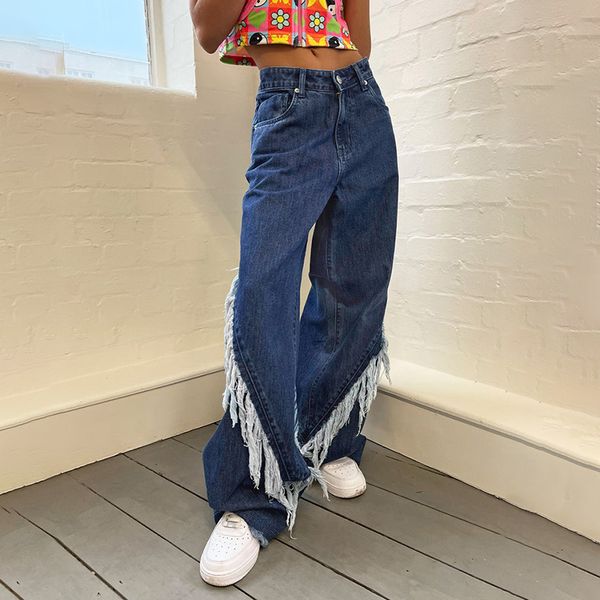 women's jean wide leg flared long harajuku aesthetic tassels mid waist trousers loose fit young style pants casual streetwear 230324, Blue
women's jean wide leg flared long harajuku aesthetic tassels mid waist trousers loose fit young style pants casual streetwear 230324, Blue