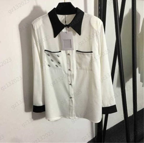 designer womens blouses chest logo drill decoration pocket lapel long sleeves shirts custom diamond button open shoulder pad designed slim b, White
designer womens blouses chest logo drill decoration pocket lapel long sleeves shirts custom diamond button open shoulder pad designed slim b, White