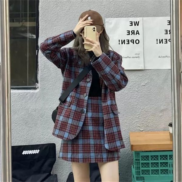 two piece dress 2023 spring autumn blazers retro plaid woolen suit jackets short skirts fashion twopiece sets for women clothing jp410 23032, White
two piece dress 2023 spring autumn blazers retro plaid woolen suit jackets short skirts fashion twopiece sets for women clothing jp410 23032, White