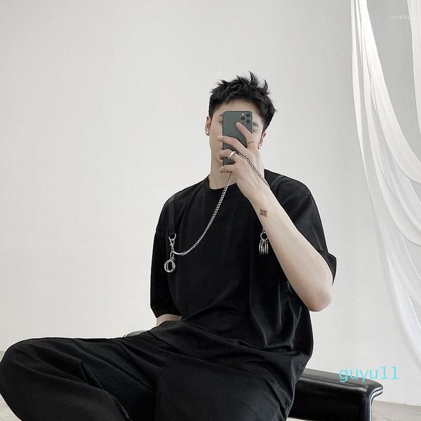 men's t shirts menchain pendant short sleeve streetwear casual t-shirt male japan korea, White;black
men's t shirts menchain pendant short sleeve streetwear casual t-shirt male japan korea, White;black