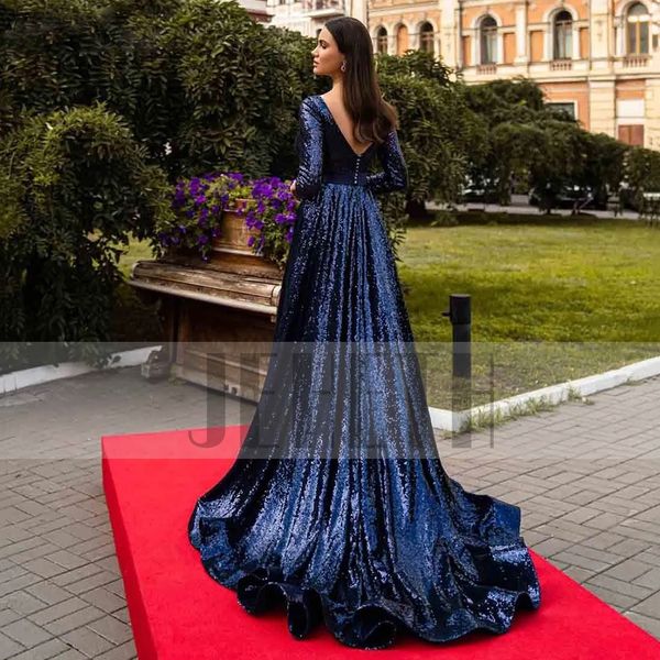navy blue deep v-neck sequins evening dresses formal long sleeves sparly backless a line prom party gowns sweep train, Black;red
navy blue deep v-neck sequins evening dresses formal long sleeves sparly backless a line prom party gowns sweep train, Black;red