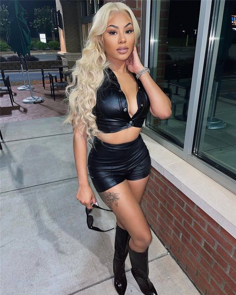 2023 women pu tracksuits casual 2 piece sets short sleeve jacket shorts summer jogging suit fashion solid color outfits crop sportswear dhl, Gray
2023 women pu tracksuits casual 2 piece sets short sleeve jacket shorts summer jogging suit fashion solid color outfits crop sportswear dhl, Gray