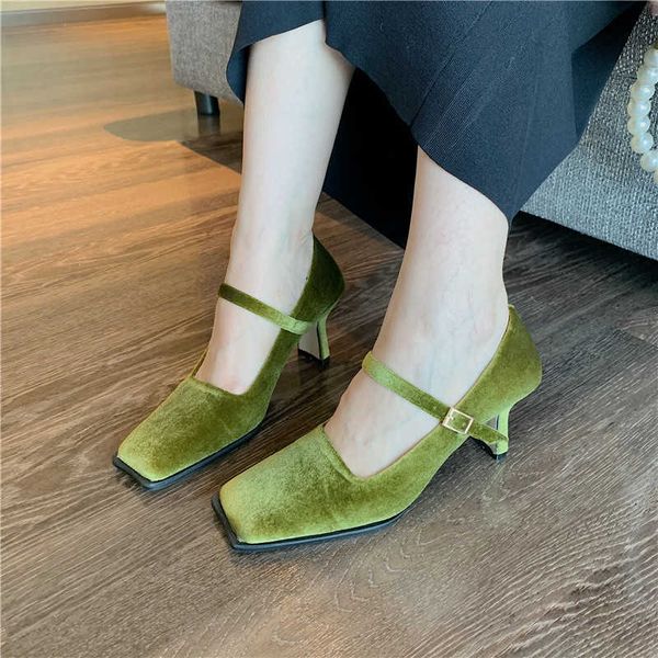 square toe women pumps belt buckle shallow slip on office thick high heels black/green/red/beige autumn spring shoes 0324
square toe women pumps belt buckle shallow slip on office thick high heels black/green/red/beige autumn spring shoes 0324