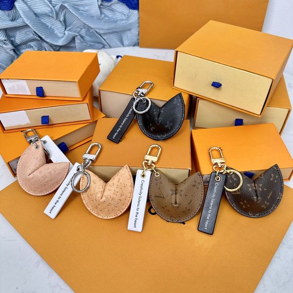 

with Box Fortune Cookie Bag Hanging Car Keychain Flower Charm Jewelry Women Men Gifts Fashion PU Leather Key Chain Accessories