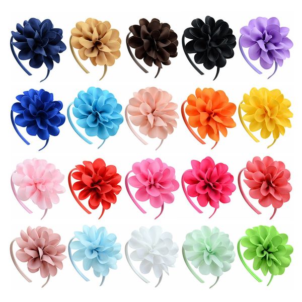 

Handmade Flower Hair Band Ribbon Hair Bows Girls Hairbands Headbands Fashion Bowknot Headwear Kids Head Hair Accessories 20 Colors, Multi colors