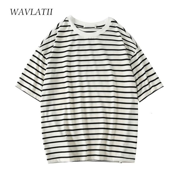 women's blouses shirts wavlatii women fashion striped t shirts female beige black strip cotton oversized short sleeve tees for summer, White 
women's blouses shirts wavlatii women fashion striped t shirts female beige black strip cotton oversized short sleeve tees for summer, White