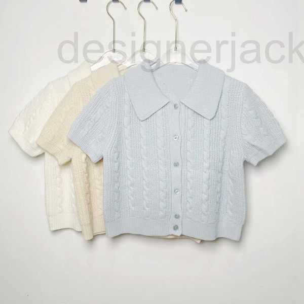 women's knits & tees designer early spring new fashionable twist rope fried dough twists design single breasted lapel short sleeve knit, White
women's knits & tees designer early spring new fashionable twist rope fried dough twists design single breasted lapel short sleeve knit, White