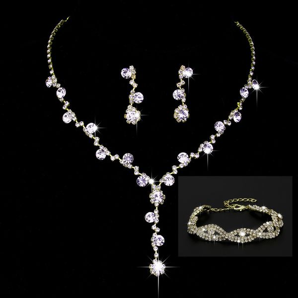 new style pendant necklace earring bracelet suit inlaid zircon rhinestone twinkle decorate adjeustable length non fading party wedding jewel, Silver
new style pendant necklace earring bracelet suit inlaid zircon rhinestone twinkle decorate adjeustable length non fading party wedding jewel, Silver