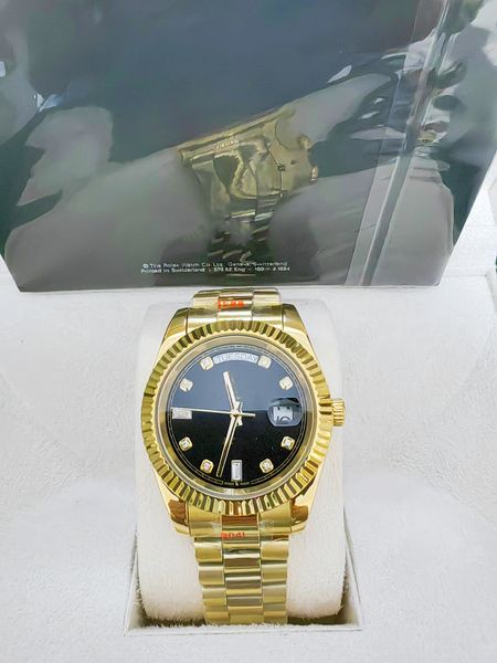 mens watch 41mm size gold black automatic mechanical movement stainless steel high-quality president watches original box, Slivery;brown
mens watch 41mm size gold black automatic mechanical movement stainless steel high-quality president watches original box, Slivery;brown