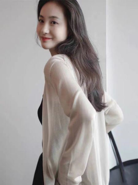 women's knits tees fashion women's sunscreen cardigan ice silk breathable leisure thin summer trend cardig 230324, White
women's knits tees fashion women's sunscreen cardigan ice silk breathable leisure thin summer trend cardig 230324, White