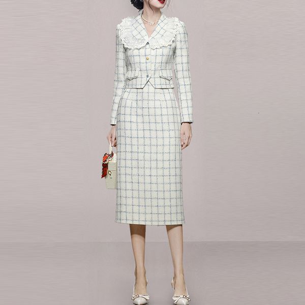 two piece dress korean autumn winter woman 2 pieces set singlebreasted blazers cropvintage pencil skirt sets tweed simple suit 230324, White
two piece dress korean autumn winter woman 2 pieces set singlebreasted blazers cropvintage pencil skirt sets tweed simple suit 230324, White