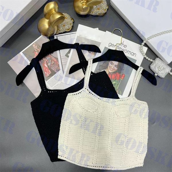 designer knitted suspender tanks hand woven camis vests womens short t shirt two colors, White
designer knitted suspender tanks hand woven camis vests womens short t shirt two colors, White