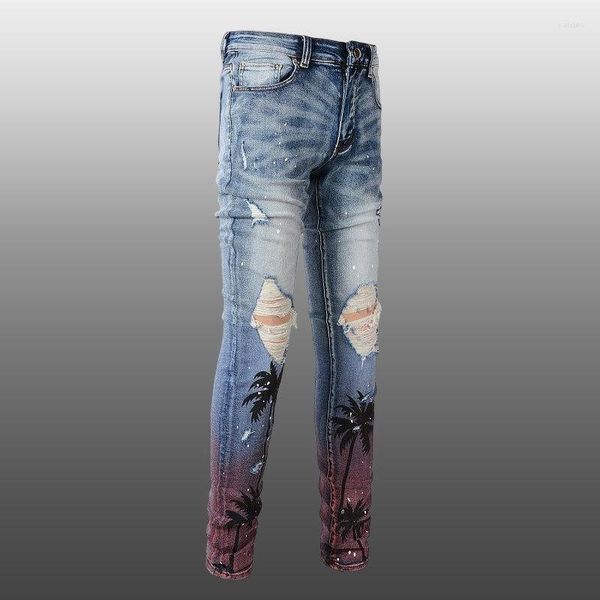 men's jeans coconut tree print patchwork jean hombre motorcycle pants 2023 spring streetwear ripped noir homme zipper for men, Blue
men's jeans coconut tree print patchwork jean hombre motorcycle pants 2023 spring streetwear ripped noir homme zipper for men, Blue