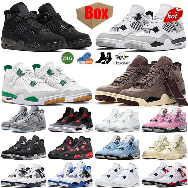 2023 og with box 4s basketball shoes women men air jordas jordens 4 seafoam military black cat offs white oreo fire red thunder