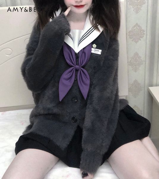 women's knits tees japanese sytle autumn and winter loose cardigan coat mink puff sleeve thick midlength sweater 230324, White
women's knits tees japanese sytle autumn and winter loose cardigan coat mink puff sleeve thick midlength sweater 230324, White