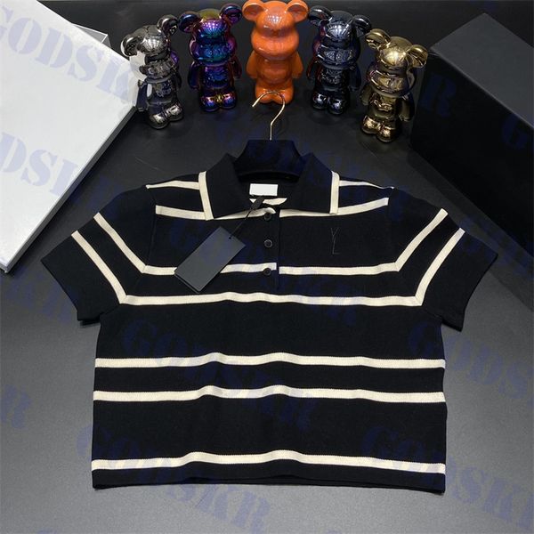 womens stripe polo shirt letter embroidery high version short tees spring knitwear, White
womens stripe polo shirt letter embroidery high version short tees spring knitwear, White