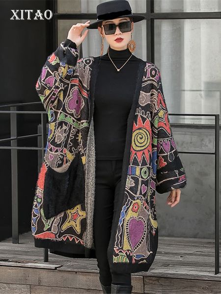 women's knits tees xitao print knitting cardigan fashion contrast color women casual loose sweater coat autumn winter allmatch wmd4094, White
women's knits tees xitao print knitting cardigan fashion contrast color women casual loose sweater coat autumn winter allmatch wmd4094, White