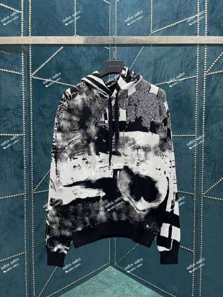 23ss designer hoodie new fashion men's us size monochrome jacquard paris collage pattern us size s m, Black
23ss designer hoodie new fashion men's us size monochrome jacquard paris collage pattern us size s m, Black