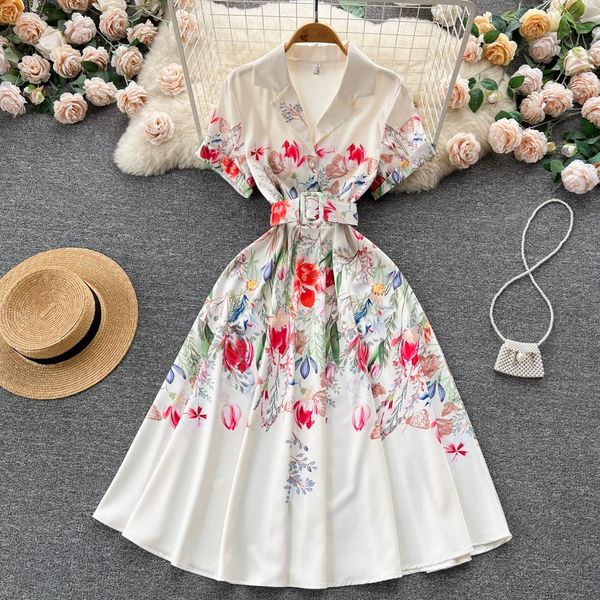 summer new style suit collar celebrity style dress waist wrapped printed chiffon dress short sleeve sweet pleated fairy dress, Black;gray
summer new style suit collar celebrity style dress waist wrapped printed chiffon dress short sleeve sweet pleated fairy dress, Black;gray