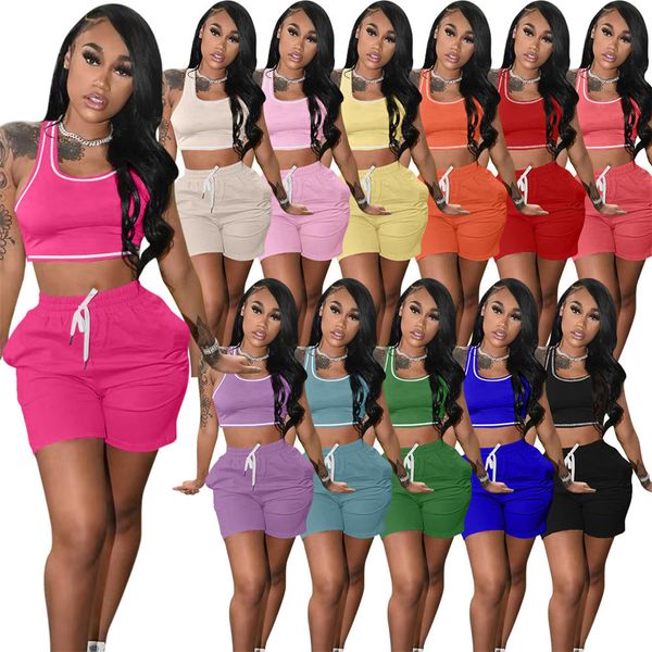 2023 women tracksuits casual 2 piece set sleeveless t-shirts shorts summer jogging suit fashion solid color outfits pullover sportswear dhl, Gray
2023 women tracksuits casual 2 piece set sleeveless t-shirts shorts summer jogging suit fashion solid color outfits pullover sportswear dhl, Gray