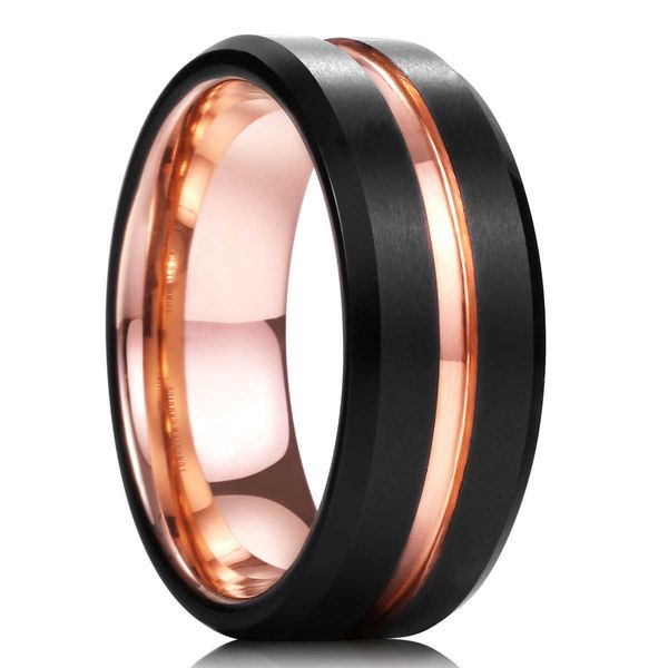 band rings trendy 8mm men black brushed stainless steel ring rose gold color groove beveled edge engagement ring men wedding band wholesale, Silver
band rings trendy 8mm men black brushed stainless steel ring rose gold color groove beveled edge engagement ring men wedding band wholesale, Silver