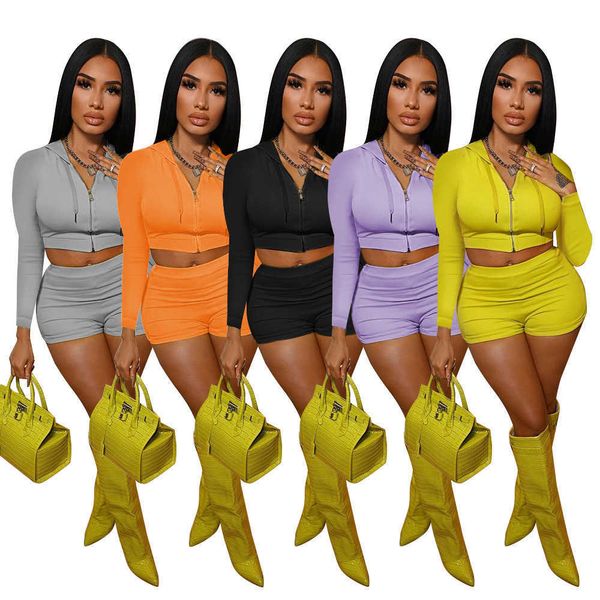 2023 new womens tracksuits solid color crop 2 piece sets summer jogger outfits zip up hoodies and shorts two piece set women clothing, Gray
2023 new womens tracksuits solid color crop 2 piece sets summer jogger outfits zip up hoodies and shorts two piece set women clothing, Gray
