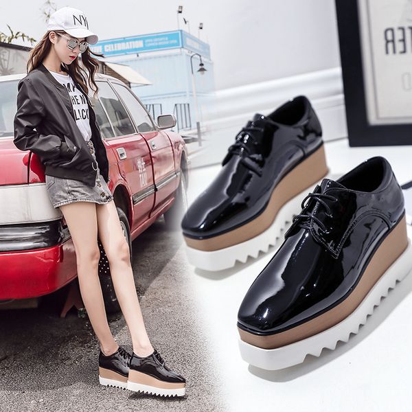 sandals british style brogue square toe platform shoes lace up patent leather muffins solid color creepers derby for woman 230324, Black
sandals british style brogue square toe platform shoes lace up patent leather muffins solid color creepers derby for woman 230324, Black