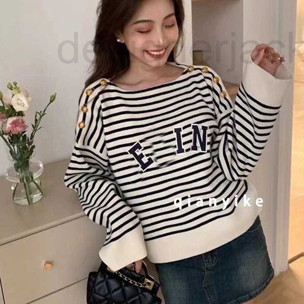 women's sweaters designer early autumn embroidery patch letter black and white stripe sweater loose casual pullover fashion js8c, White;black
women's sweaters designer early autumn embroidery patch letter black and white stripe sweater loose casual pullover fashion js8c, White;black