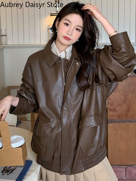 women's jackets punk loose leather women streetwear vintage biker zipper fashion trend harajuku casual faux coat 230324, Black;brown
women's jackets punk loose leather women streetwear vintage biker zipper fashion trend harajuku casual faux coat 230324, Black;brown