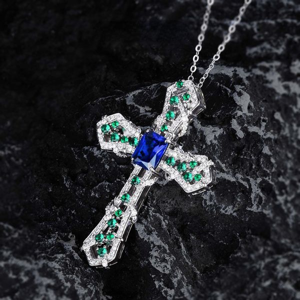 vintage lab sapphire diamond cross pendant real 925 sterling silver party wedding pendants chocker necklace for women jewelry, Black
vintage lab sapphire diamond cross pendant real 925 sterling silver party wedding pendants chocker necklace for women jewelry, Black
