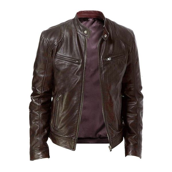 men's leather faux 2023 spring standup collar slim jacket brown black zipper pocket decorative pu coat biker men clothes casual male 23
men's leather faux 2023 spring standup collar slim jacket brown black zipper pocket decorative pu coat biker men clothes casual male 23
