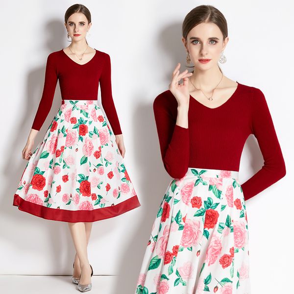 2023 red two piece midi dress designer floral sets women slim knitted and print pleated skirts casual resort set graceful comfortable long, White
2023 red two piece midi dress designer floral sets women slim knitted and print pleated skirts casual resort set graceful comfortable long, White