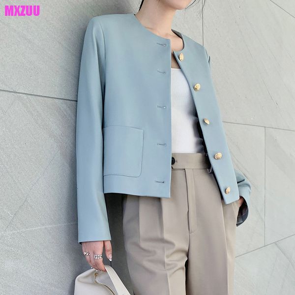 women's jackets leather jacket for women spring sheepskin oneck singlebreasted short blueyellow leisure and versatile kurtka damska 230, Black;brown
women's jackets leather jacket for women spring sheepskin oneck singlebreasted short blueyellow leisure and versatile kurtka damska 230, Black;brown