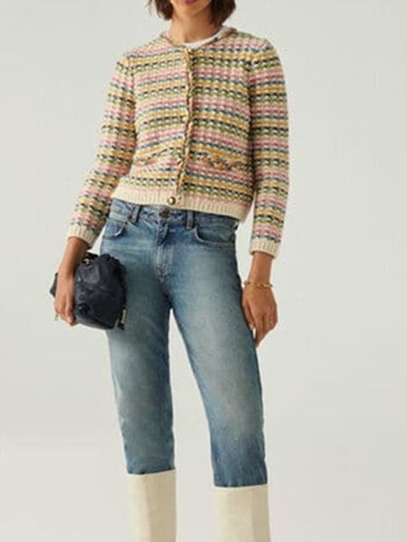 women's knits tees autumn winter women rainbow stripes sweet sweater wool blends single breasted female round neck knit cardigan 230324, White
women's knits tees autumn winter women rainbow stripes sweet sweater wool blends single breasted female round neck knit cardigan 230324, White