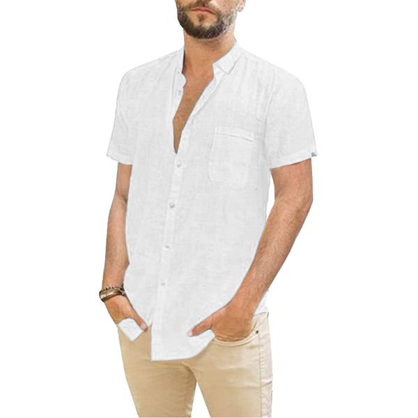 men's casual shirts cotton linen men's short-sleeved shirts summer solid color turn-down collar casual beach style plus size 23032, White;black
men's casual shirts cotton linen men's short-sleeved shirts summer solid color turn-down collar casual beach style plus size 23032, White;black
