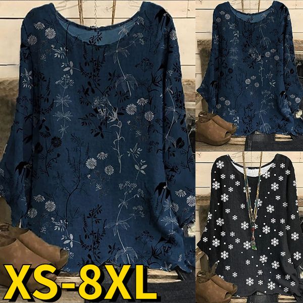 women's t-shirt autumn pullover winter women vintage t-shirt round neck snowflake printing long sleeves elegant loose size tee shirt 2, White
women's t-shirt autumn pullover winter women vintage t-shirt round neck snowflake printing long sleeves elegant loose size tee shirt 2, White