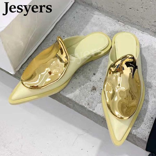 spring autumn flat pointed toe slippers women real leather deep mouth sandals office ladies elegant metal decorated lazy mules 0324, Black 
spring autumn flat pointed toe slippers women real leather deep mouth sandals office ladies elegant metal decorated lazy mules 0324, Black