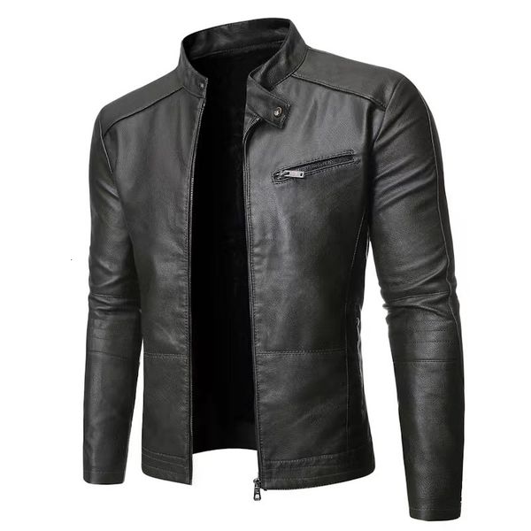men's leather faux autumn winter jacket slim stand collar windproof motorcycle lapel oblique zipper m 230324, Black
men's leather faux autumn winter jacket slim stand collar windproof motorcycle lapel oblique zipper m 230324, Black