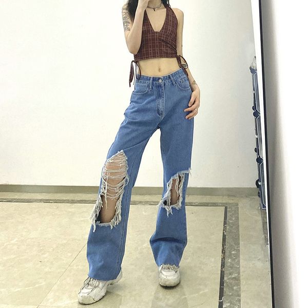 women's jeans hirigin european and american women's wear net red street hip hop fashion big hole casual jeans woman high waist 230, Blue
women's jeans hirigin european and american women's wear net red street hip hop fashion big hole casual jeans woman high waist 230, Blue