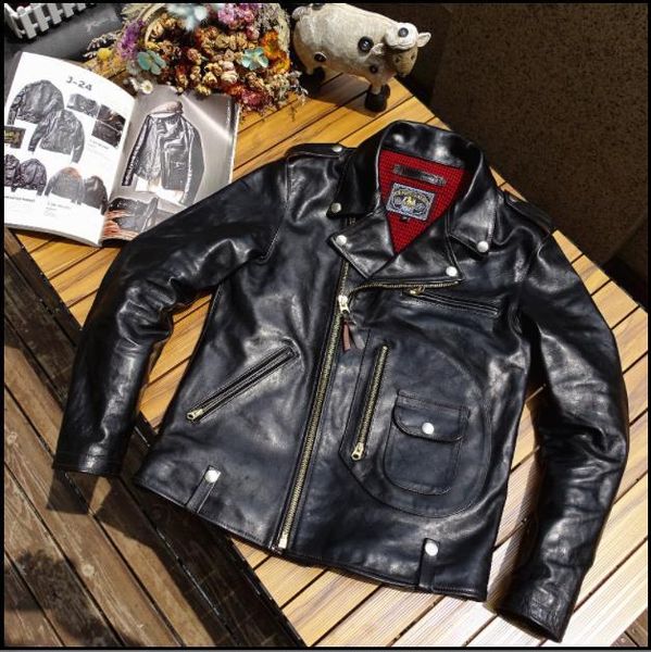 men's leather faux retro classic rider genuine leather jacketcool j24 italy tanned horsehide coattea core cloth 230324, Black
men's leather faux retro classic rider genuine leather jacketcool j24 italy tanned horsehide coattea core cloth 230324, Black