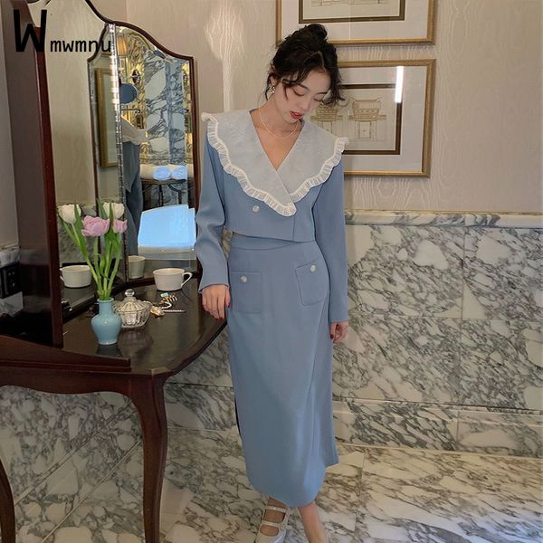 two piece dres lace floral folds blazer set lady korean chic sweet v neck short coathigh waist baggy straight midi skirt suit 230324, White
two piece dres lace floral folds blazer set lady korean chic sweet v neck short coathigh waist baggy straight midi skirt suit 230324, White