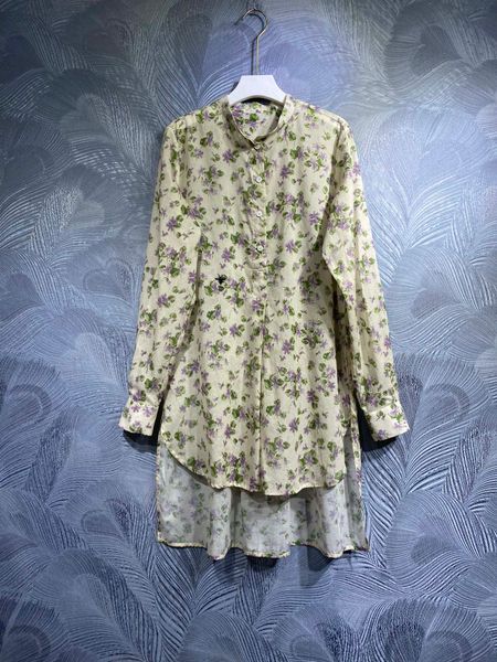 sweet and elegant 23 summer long sleeve shirt round neck floral print front short back long medium length loose shirt europe and america, White
sweet and elegant 23 summer long sleeve shirt round neck floral print front short back long medium length loose shirt europe and america, White